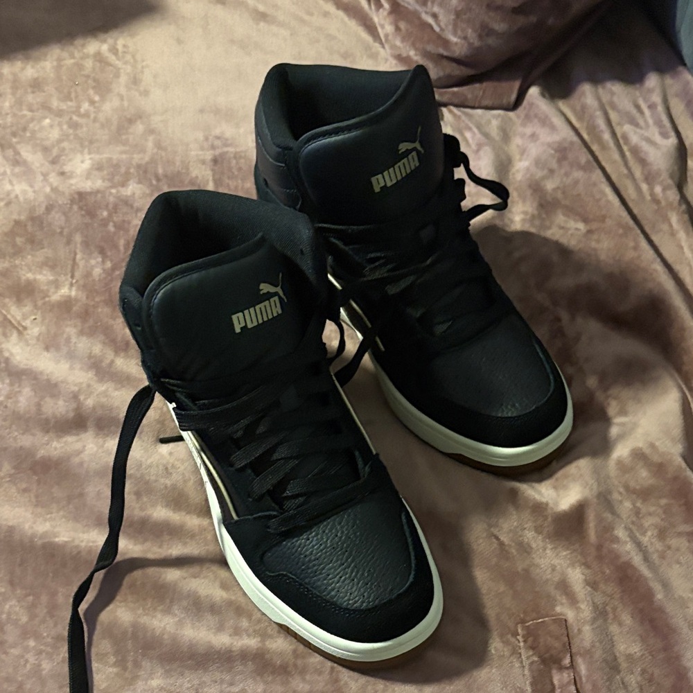 Puma Black and White High-Top Sneakers